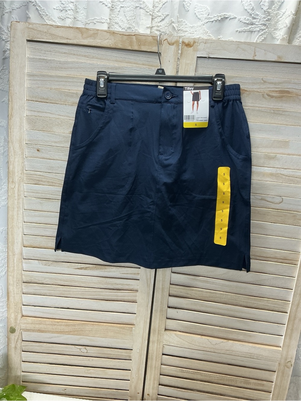 Women's Navy Straight Mini Skirt - Picture 2 of 8